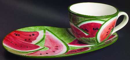 Ripe Watermelons Snack Plate & Cup Set