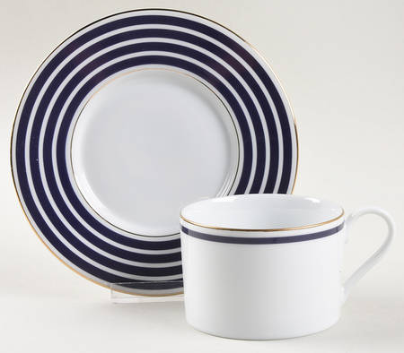 Calista Cobalt Blue Flat Cup & Saucer Set