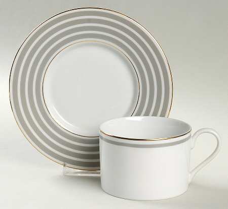 Calista Taupe Flat Cup & Saucer Set
