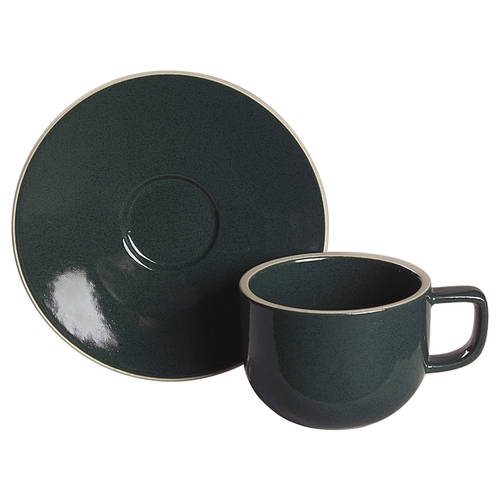 Colorstone Hunter Green (Textured) Flat Cup & Saucer Set