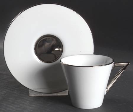Lune Blanc Flat Demitasse Cup & Saucer Set