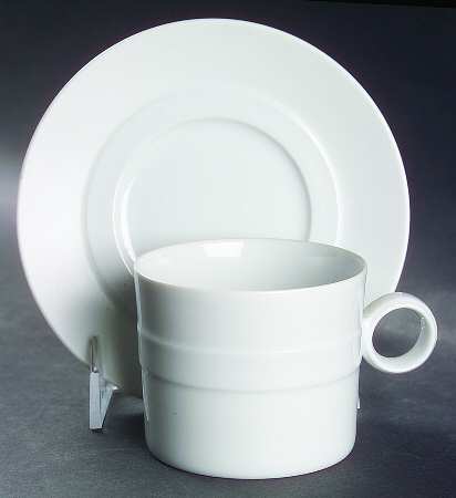 Orbit White Frost Flat Cup & Saucer Set