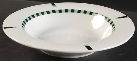 Register (Green & Black) Large Rim Soup Bowl