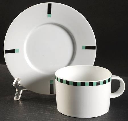 Register (Green & Black) Flat Cup & Saucer Set