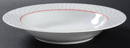 Swiss Dots Red Large Rim Soup Bowl