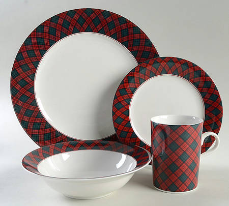 Tartan Plaid Red 4 Piece Place Setting
