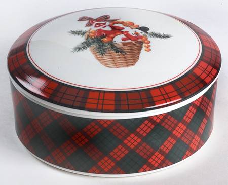 Tartan Plaid Red 4" Round Box & Lid