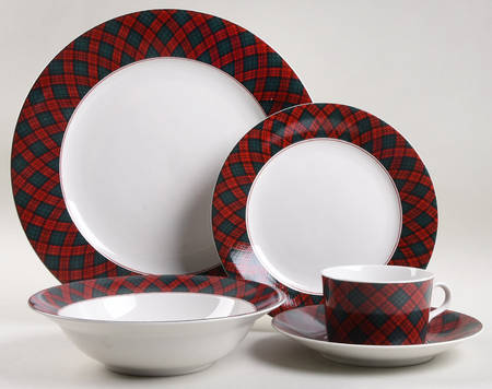 Tartan Plaid Red 5 Piece Place Setting