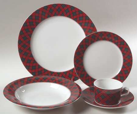 Tartan Plaid Red 5 Piece Place Set = CSFL, DP, SP, SORL