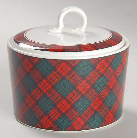 Tartan Plaid Red Sugar Bowl & Lid