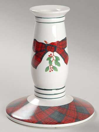 Tartan Plaid Red Single Light Candlestick