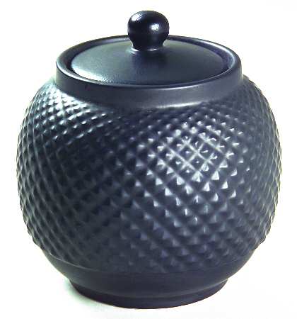 Waffle Black Sugar Bowl & Lid