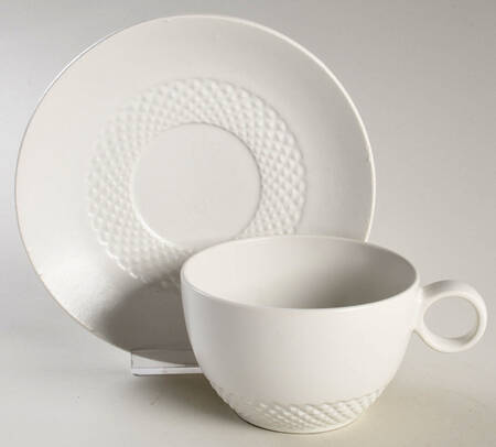 Waffle Parchment Flat Cup & Saucer Set