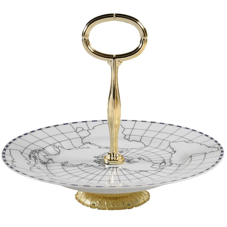 World View 6 1/2"-7 1/2" Footed Cheese Plate w/ Glass Dome HC