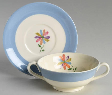 1296 Footed Cream Soup Bowl & Saucer Set