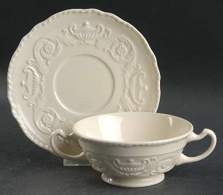 Adam Antique Footed Cream Soup Bowl & Saucer Set