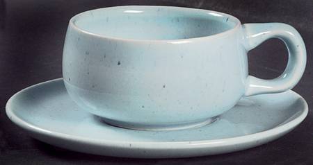 American Modern Glacier Blue Flat Demitasse Cup & Saucer Set