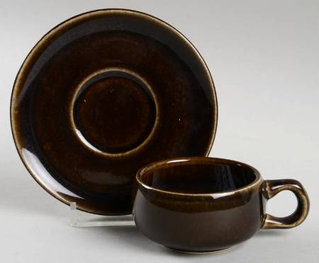 American Modern Black Chutney Flat Demitasse Cup & Saucer Set