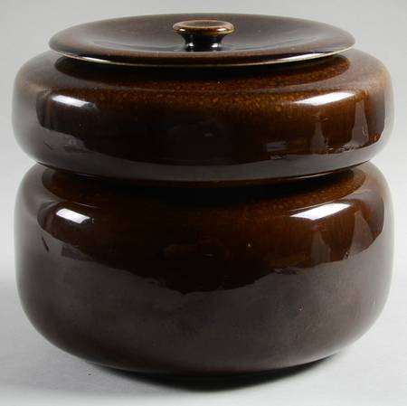 American Modern Black Chutney (3 Piece) Stack Set (Large & Small Bowl with Lid)