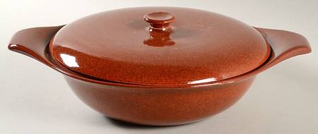 American Modern Brown Round Covered Vegetable