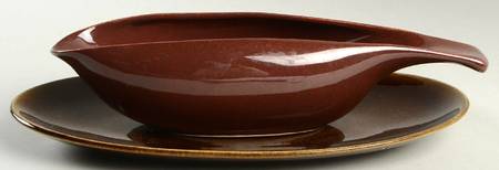 American Modern Brown Gravy Boat & Underplate/Relish