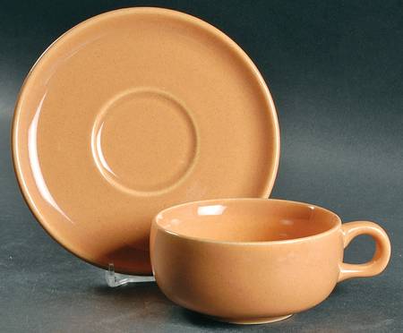 American Modern Cantaloupe Flat Cup & Saucer Set