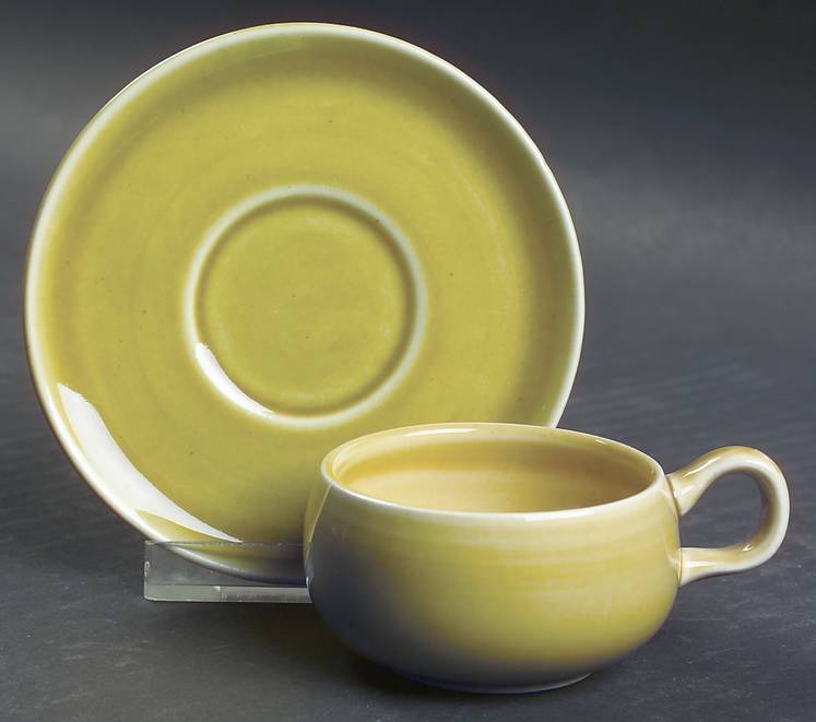 American Modern Chartreuse Flat Demitasse Cup & Saucer Set