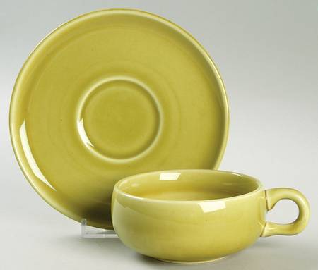 American Modern Chartreuse Flat Cup & Saucer Set