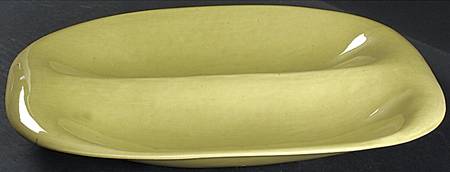 American Modern Chartreuse 13" Oval Divided Vegetable Bowl