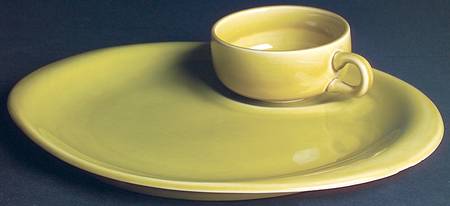 American Modern Chartreuse Snack Plate & Cup Set
