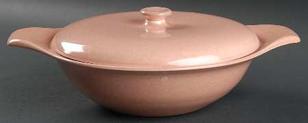 American Modern Coral Round Covered Vegetable