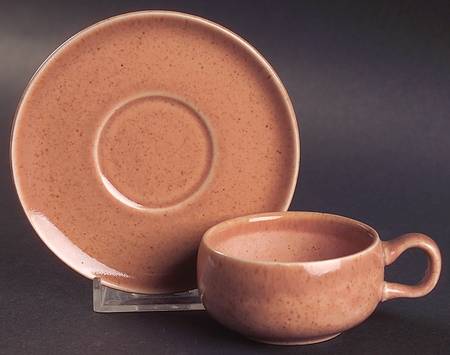 American Modern Coral Flat Demitasse Cup & Saucer Set