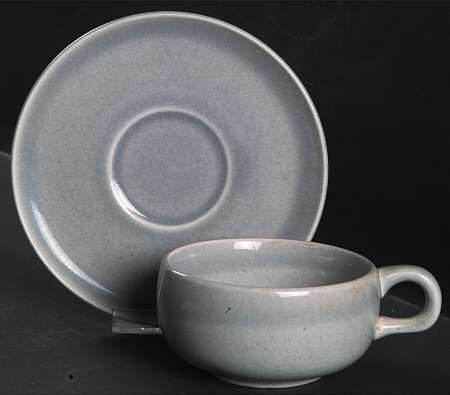 American Modern Granite Gray Flat Cup & Saucer Set