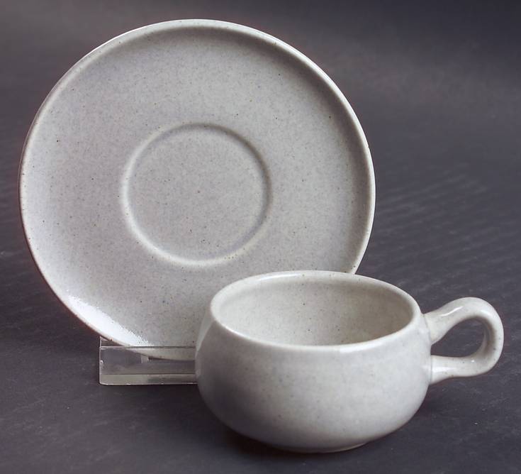 American Modern Granite Gray Flat Demitasse Cup & Saucer Set