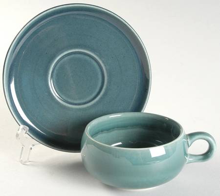 American Modern Seafoam Green Flat Cup & Saucer Set