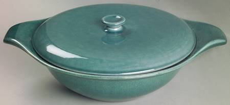 American Modern Seafoam Green Round Covered Vegetable