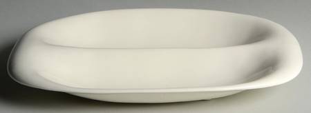 American Modern White 13" Oval Divided Vegetable Bowl