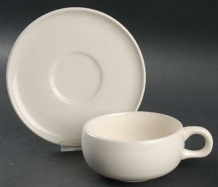American Modern White Flat Cup & Saucer Set