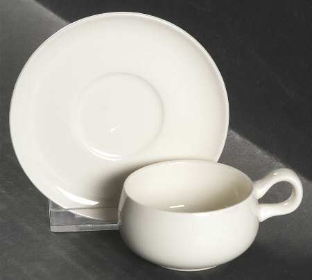 American Modern White Flat Demitasse Cup & Saucer Set