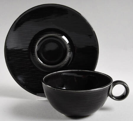 Contempora Charcoal Flat Cup & Saucer Set