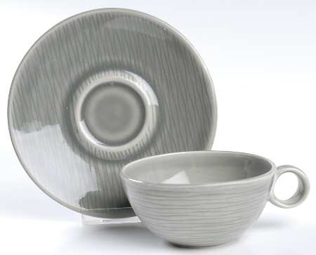 Contempora Mist Gray Flat Cup & Saucer Set