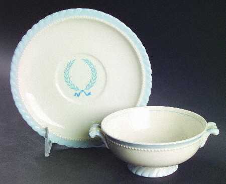 STB39 Footed Cream Soup Bowl & Saucer Set