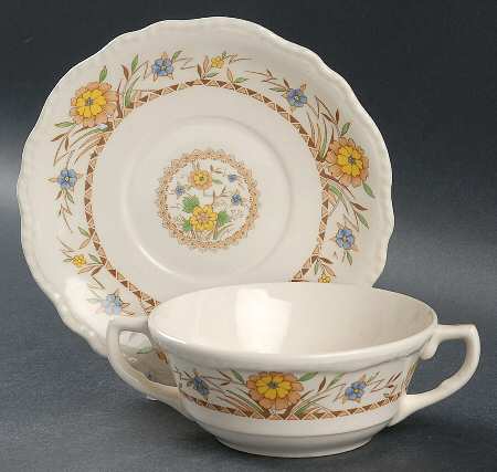 STB46 Flat Cream Soup Bowl & Saucer Set