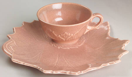 Woodfield Coral (Salmon Pink) Tea & Toast Snack Set (Flat Cup)