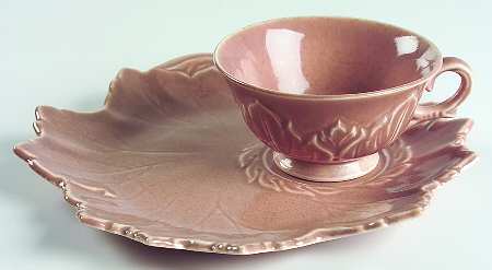 Woodfield Coral (Salmon Pink) Tea & Toast Snack Set (Footed Cup)