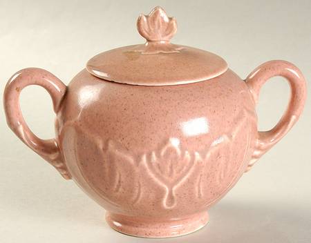 Woodfield Coral (Salmon Pink) Footed Sugar Bowl & Lid