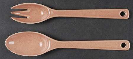Woodfield Coral (Salmon Pink) 2 Piece Salad Set, Solid Piece