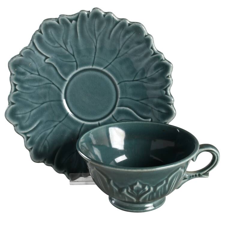 Woodfield Dark Green (Tropic) Footed Cup & Saucer Set