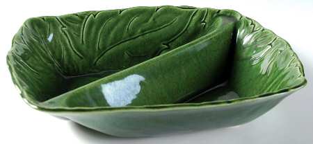 Woodfield Dark Green (Tropic) Square Divided Vegetable Bowl