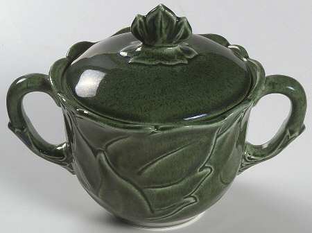 Woodfield Dark Green (Tropic) Flat Sugar Bowl & Lid